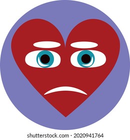 Triste corazón, ilustración, vector sobre un fondo blanco.