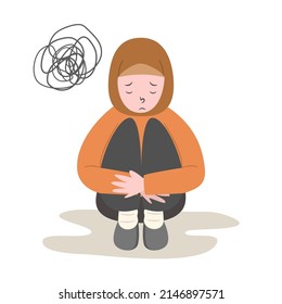Sad hijab woman illustration concept
