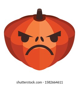Sad holiday pumpkin icon. Isometric of sad holiday pumpkin vector icon for web design isolated on white background