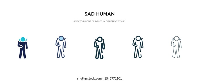sad human icon in different style vector illustration. two colored and black sad human vector icons designed in filled, outline, line and stroke style can be used for web, mobile, ui