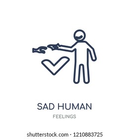 sad human icon. sad human linear symbol design from Feelings collection. Simple outline element vector illustration on white background.