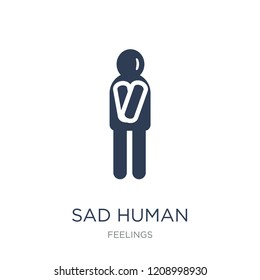 sad human icon. Trendy flat vector sad human icon on white background from Feelings collection, vector illustration can be use for web and mobile, eps10