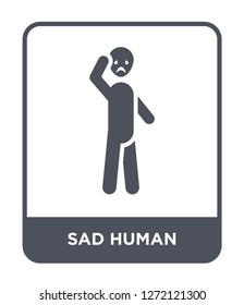 sad human icon vector on white background, sad human trendy filled icons from Feelings collection, sad human simple element illustration