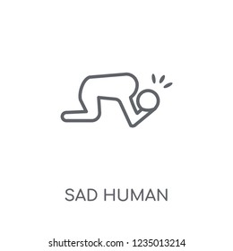 sad human linear icon. Modern outline sad human logo concept on white background from Feelings collection. Suitable for use on web apps, mobile apps and print media.