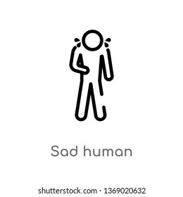 sad human vector line icon. Simple element illustration. sad human outline icon from feelings concept. Can be used for web and mobile