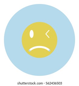 Sad icon - Flat design, glyph style icon - Yellow enclosed in a circle