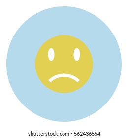 Sad icon - Flat design, glyph style icon - Yellow enclosed in a circle