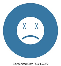 Sad icon - Flat design, glyph style icon - White enclosed in a blue circle