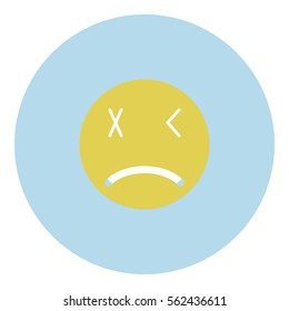 Sad icon - Flat design, glyph style icon - Yellow enclosed in a circle