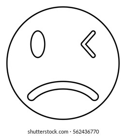 Sad icon - Flat design, glyph style icon - Outline black