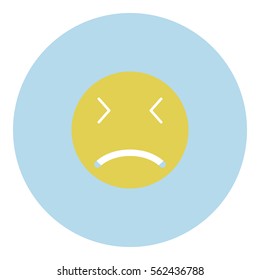 Sad icon - Flat design, glyph style icon - Yellow enclosed in a circle