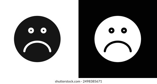 Conjunto de símbolos de línea plana de icono triste.