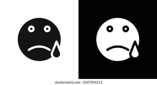 sad icon Flat vector set outline