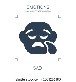 sad icon. high quality filled sad icon on white background. from emotions collection flat trendy vector sad symbol. use for web and mobile