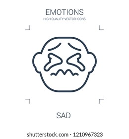 sad icon. high quality line sad icon on white background. from emotions collection flat trendy vector sad symbol. use for web and mobile