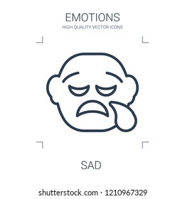 sad icon. high quality line sad icon on white background. from emotions collection flat trendy vector sad symbol. use for web and mobile