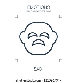 sad icon. high quality line sad icon on white background. from emotions collection flat trendy vector sad symbol. use for web and mobile