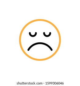 Sad icon. Line and two colour design template