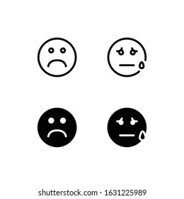 Sad Icon Logo Vector Symbol. Depression Icon