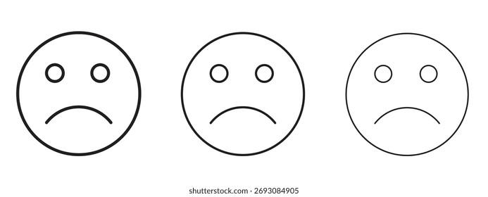 Símbolo de ícone triste. Sinal de estilo linear para conceito móvel