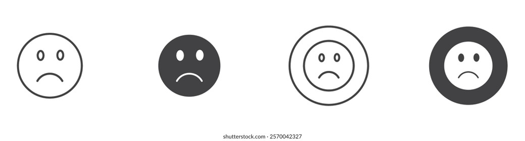 Sad icon Thin line art isolated