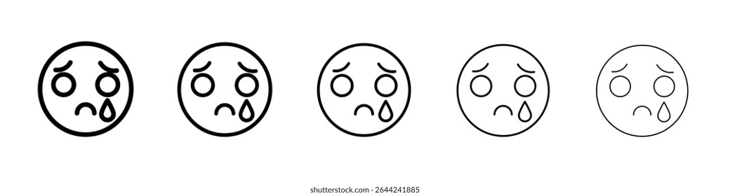 Conjunto de marca de logotipo de contorno delgado de icono triste