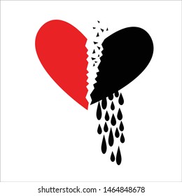 sad icon vector broken heart template. crying in a breakup