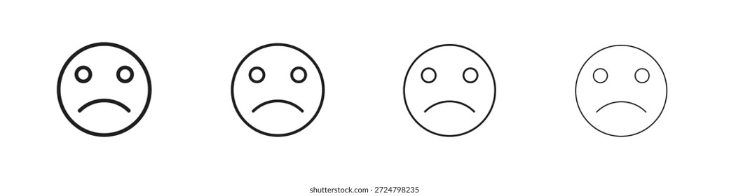 Iconos tristes línea colección de Vector. Icono de Vector perfecto de píxeles