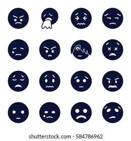 sad icons set. Set of 16 sad filled icons such as 