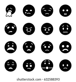 Sad icons set. set of 16 sad filled icons such as 