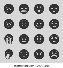 Sad icons set. set of 16 sad filled icons such as sad emot, crying emot