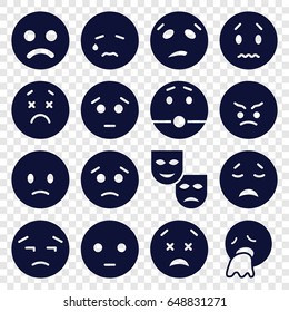 Sad icons set. set of 16 sad filled icons such as crying emot