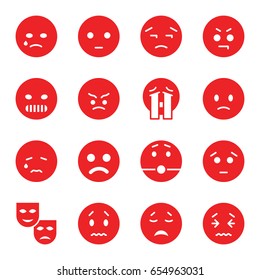 Sad icons set. set of 16 sad filled icons such as crying emot, crying emoji