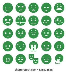 Sad icons set. set of 25 sad filled icons such as crying emot, crying emoji