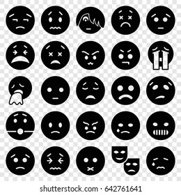 Sad icons set. set of 25 sad filled icons such as crying emot, crying emoji