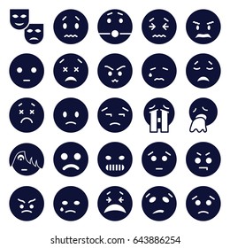 Sad icons set. set of 25 sad filled icons such as crying emot, crying emoji