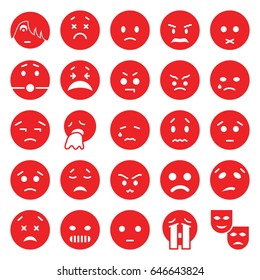 Sad icons set. set of 25 sad filled icons such as crying emot, crying emoji