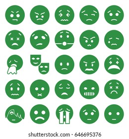 Sad icons set. set of 25 sad filled icons such as crying emot, crying emoji