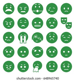 Sad icons set. set of 25 sad filled icons such as sad emot, crying emot, crying emoji
