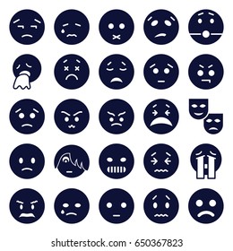 Sad icons set. set of 25 sad filled icons such as crying emot, crying emoji