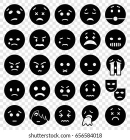 Sad icons set. set of 25 sad filled icons such as crying emot, crying emoji