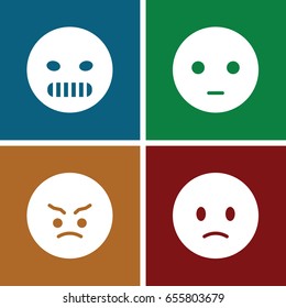 Sad icons set. set of 4 sad filled icons such as sad emot
