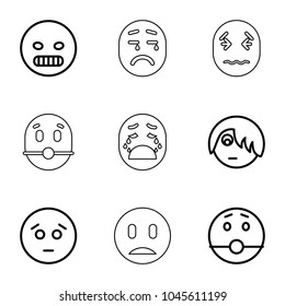 Sad icons. set of 9 editable outline sad icons such as angry emot