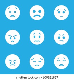 Sad icons set. set of 9 sad filled icons such as 