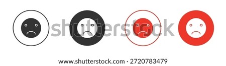Sad icons simple flat silhouette vector illustration