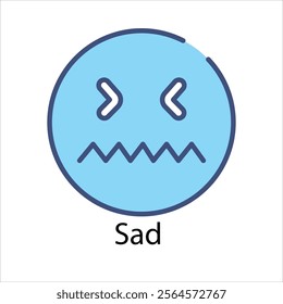 Sad Icons thin line and glyph vector icon stock illustration