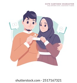 Ilustración del programa de embarazo de pareja islámica triste