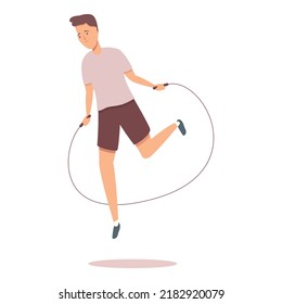 Sad jumping icon cartoon vector. Jump rope. Sport play