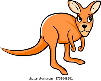 Sad kangaroo , illustration, vector on white background