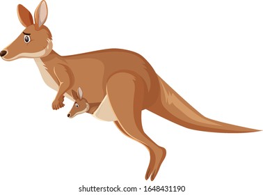 Sad kangaroo standing on white background illustration